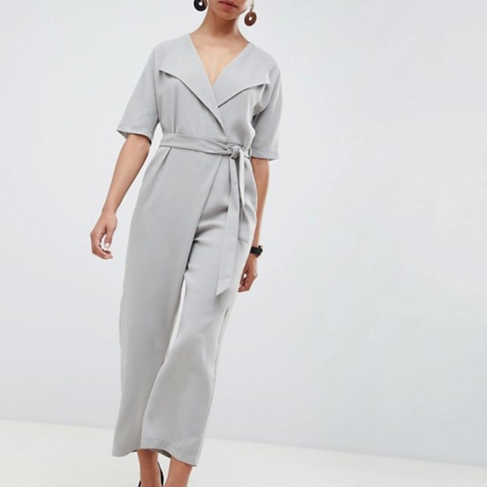 ASOS Petite Wrap Jumpsuit With Self Belt